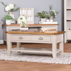 Chester Grey Painted Oak Coffee Table With Drawers