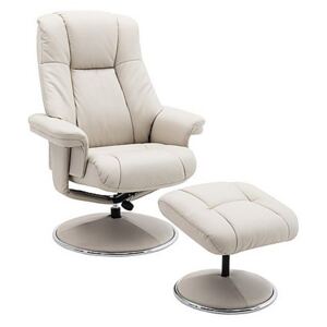 Troyes High-Back 360 Swivel Chair and Footstool - Beige
