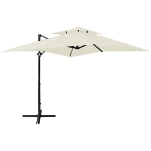 VidaXL Cantilever Umbrella with Double Top 250x250 cm Sand