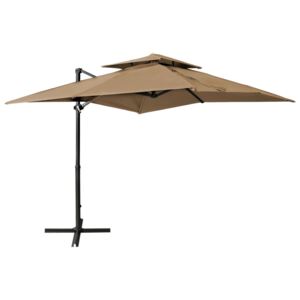 VidaXL Cantilever Umbrella with Double Top 250x250 cm Taupe