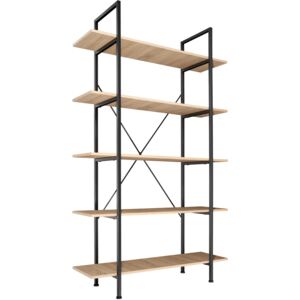 Tectake 404151 bookcase glasgow with 5 shelves - industrial light