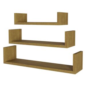 Flexi Storage Decorative Shelving Set Of 3 Floating Bookend Shelves Mango Oak