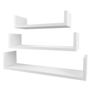 Flexi Storage Decorative Shelving Set Of 3 Floating Bookend Shelves White