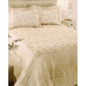 Jewelled Butterfly Quilted Bedspread Ivory