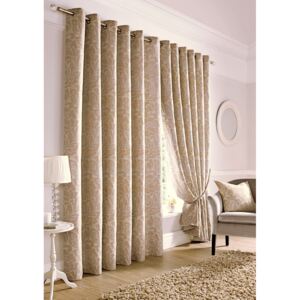 Kew Ready Made Lined Eyelet Curtains Beige