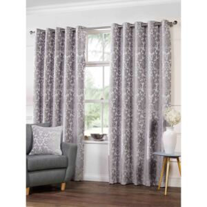 Camden Ready Made Lined Eyelet Curtains Silver