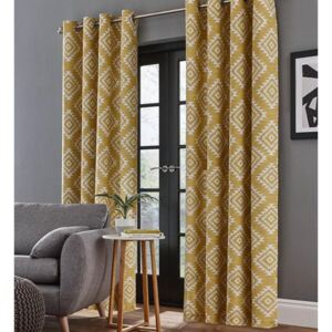 Catherine Lansfield Aztec Ready Made Eyelet Curtains Ochre