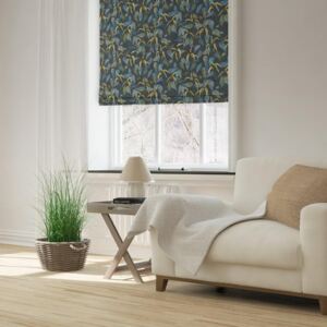 Linda Barker Octavias Tangle Cotton Roman Blind Ochre Blue ochreblue