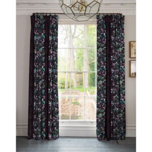 Linda Barker Dottie's Love Made To Measure Cotton Curtains Clematis Charcoal