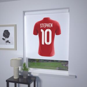 Football Personalised Roller Blind Red (White Background)