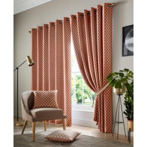 Cotswold Ready Made Lined Eyelet Curtains Orange