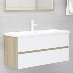 VidaXL Sink Cabinet White and Sonoma Oak 100x38.5x45 cm Chipboard