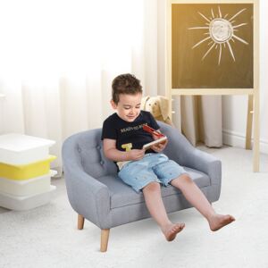 HOMCOM Kids Mini Sofa Children Armchair Seating Chair Bedroom Playroom Furniture Wood Frame Grey