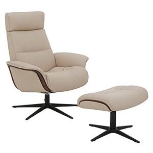 G Plan - Ergo Vida Leather Swivel Recliner Chair with Footstool - Beige