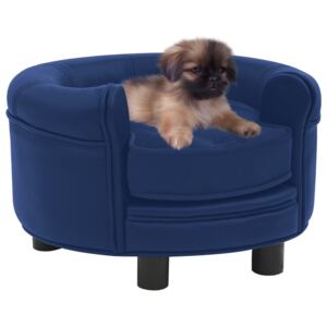 VidaXL Dog Sofa Blue 48x48x32 cm Plush and Faux Leather