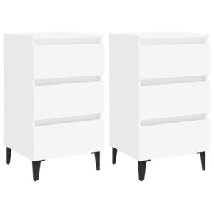 VidaXL Bed Cabinet with Metal Legs 2 pcs White 40x35x69 cm