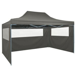 VidaXL Professional Folding Party Tent with 3 Sidewalls 3x4 m Steel Anthracite