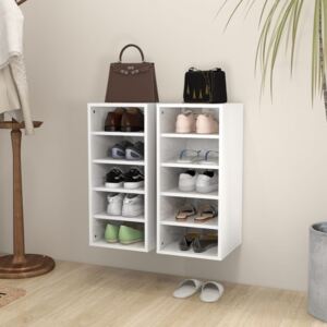 Shoe Cabinets 2 pcs High Gloss White 31.5x35x70 cm Chipboard