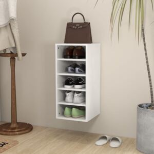 Shoe Cabinet High Gloss White 31.5x35x70 cm Chipboard