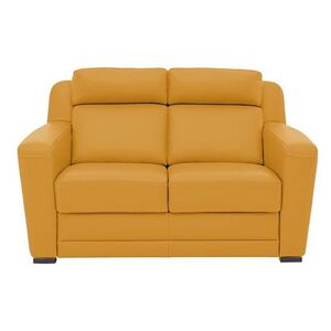 Nicoletti - Matera 2 Seater Leather Static Sofa with Box Arm - Yellow