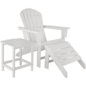 Tectake 404166 garden chair with footrest and weatherproof side table - white
