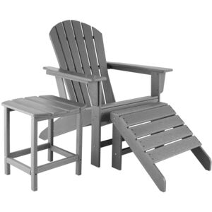Tectake 404165 garden chair with footrest and weatherproof side table - grey