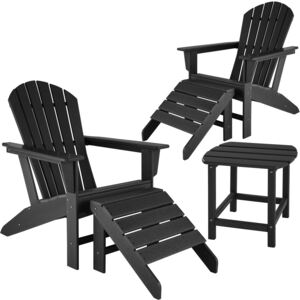 Tectake 404167 2 garden chairs with footrests and weatherproof side table - black
