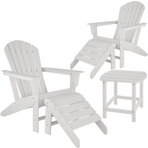 Tectake 404170 2 garden chairs with footrests and weatherproof side table - white