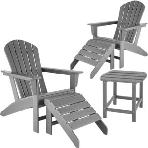 Tectake 404169 2 garden chairs with footrests and weatherproof side table - grey