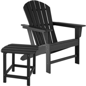Tectake 404171 garden chair with side table, weatherproof garden furniture set - black