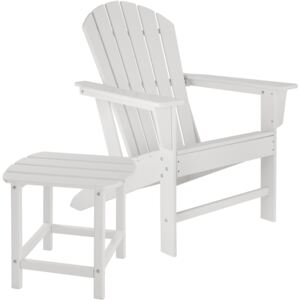 Tectake 404174 garden chair with side table, weatherproof garden furniture set - white