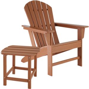 Tectake 404172 garden chair with side table, weatherproof garden furniture set - brown
