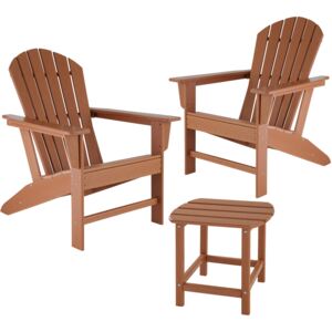 Tectake 404176 garden table and chairs set, 2 weatherproof chairs and side table - brown