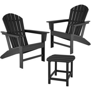 Tectake 404175 garden table and chairs set, 2 weatherproof chairs and side table - black