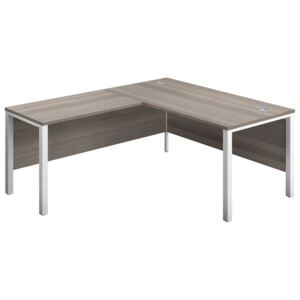 Progress H-Leg Left Hand L-Shape Desk, 180wx180dx73h (cm), White/Grey Oak