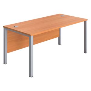 Progress H-Leg Narrow Rectangular Desk, 160wx60dx73h (cm), Silver/Beech