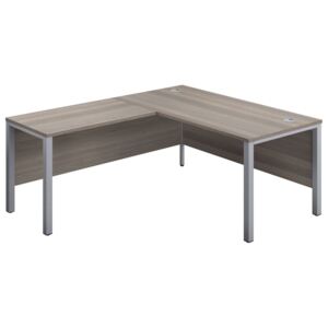 Progress H-Leg Left Hand L-Shape Desk, 160wx180dx73h (cm), Silver/Grey Oak