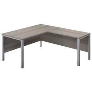 Progress H-Leg Right Hand L-Shape Desk, 180wx180dx73h (cm), Silver/Grey Oak