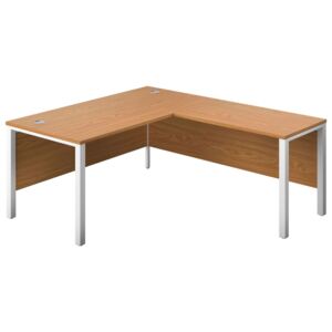 Progress H-Leg Right Hand L-Shape Desk, 160wx180dx73h (cm), White/Oak