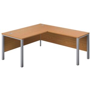 Progress H-Leg Right Hand L-Shape Desk, 160wx180dx73h (cm), Silver/Oak