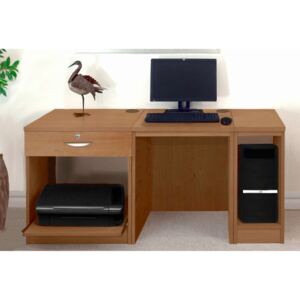 Small Office Desk Set With Single Drawer, Printer Shelf & CPU Unit (English Oak)