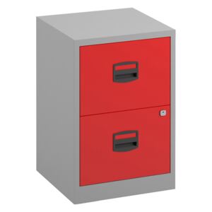 Bisley A4 Home Office Filing Cabinet, Grey/Red