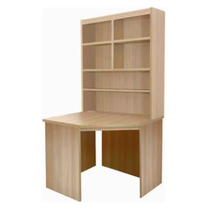 Small Office Corner Desk With Hutch Bookcase (Sandstone)