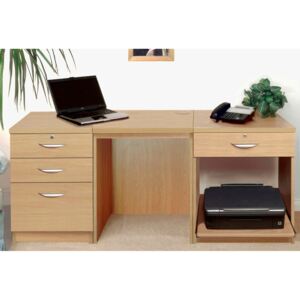 Small Office Desk Set With 3+1 Drawers & Printer Shelf (Classic Oak)