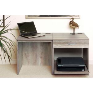 Small Office Desk Set With Single Drawer & Printer Shelf (Grey Nebraska)