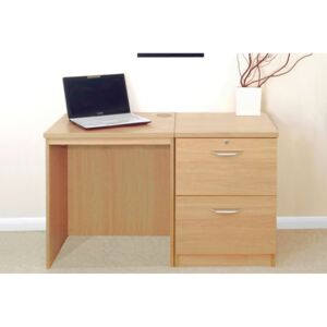 Small Office Desk Set With 2 Drawer Filing Cabinet (Classic Oak)
