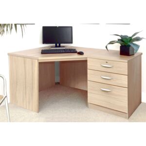 Small Office Corner Desk Set With 3 Drawers (Sandstone)