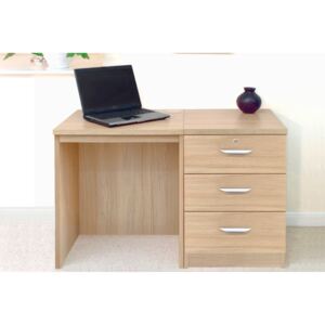Small Office Desk Set With 3 Media Drawers (Sandstone)