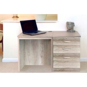Small Office Desk Set With 2 Standard Drawers & 1 Filing Drawer (Grey Nebraska)