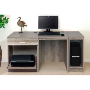 Small Office Desk Set With Single Drawer, Printer Shelf & CPU Unit (Grey Nebraska)